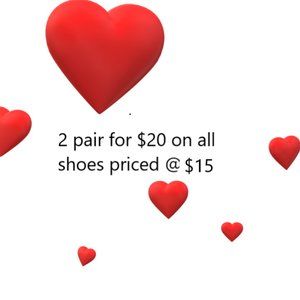 2 pair for $20 on all shoes priced @ $15